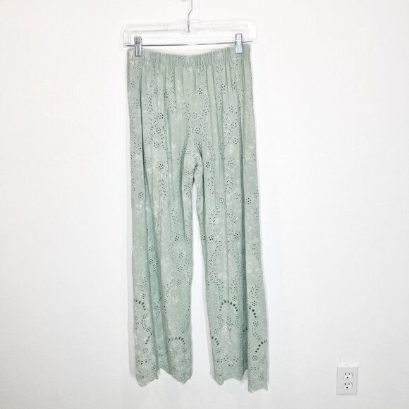 Young Fabulous & Broke Geneva Eyelet split wide leg pants Size XS Embroidered - Picture 9 of 12